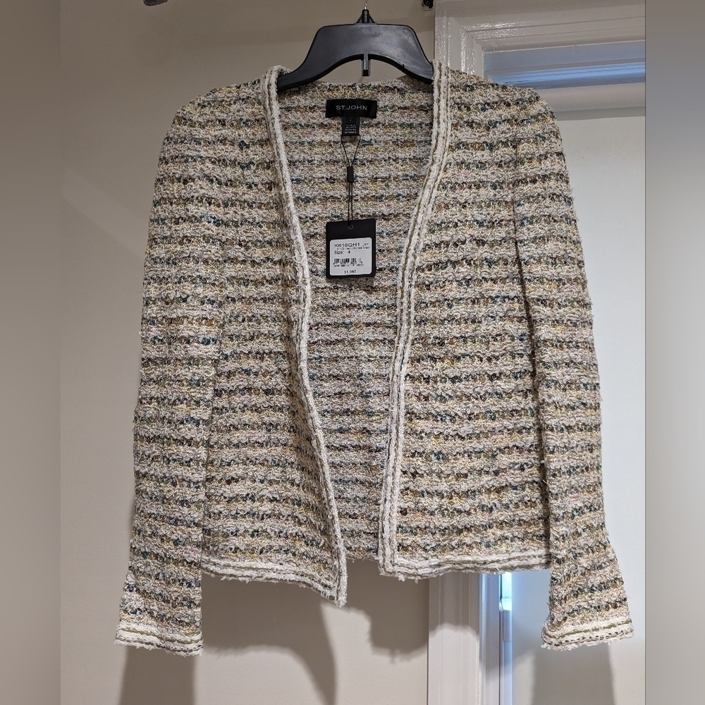St. John Collection Soft Paper Eyelash Tweed Knit Jacket size 4 - Picture 7 of 9